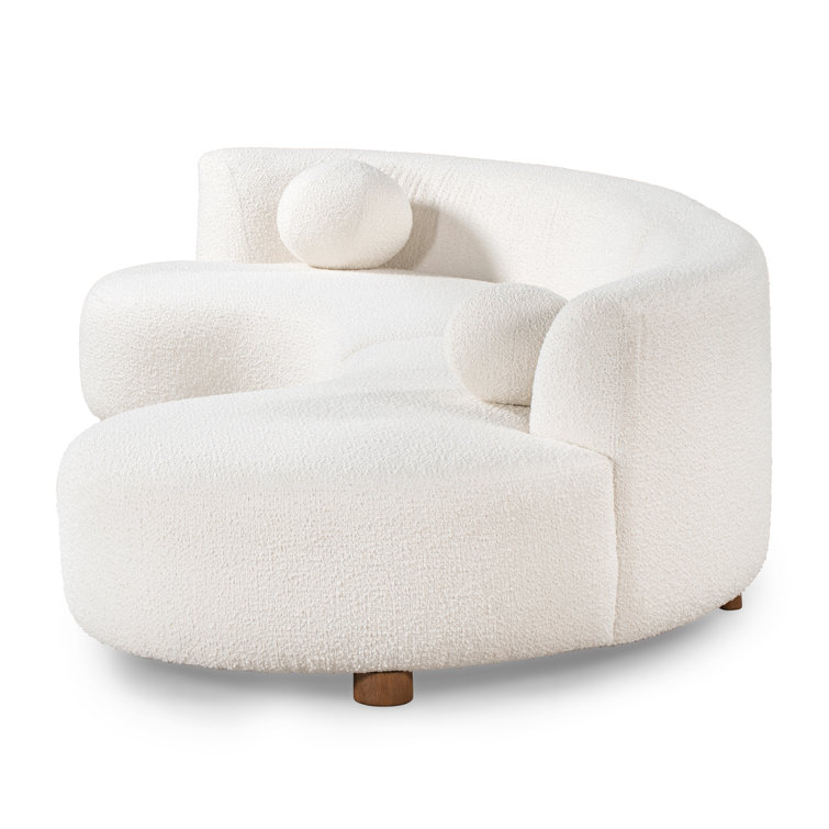 Ivory Polyester and Rubberwood Sectional Sofa, 116"