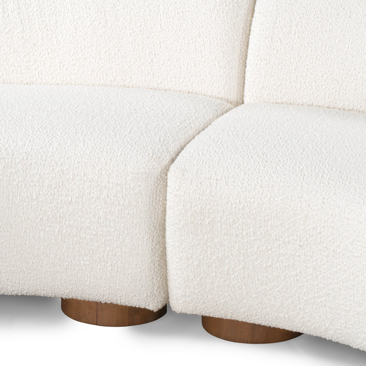 Ivory Polyester and Rubberwood Sectional Sofa, 116"