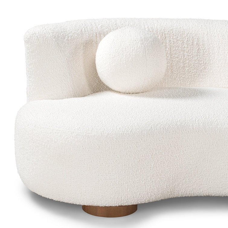 Ivory Polyester and Rubberwood Sectional Sofa, 116"