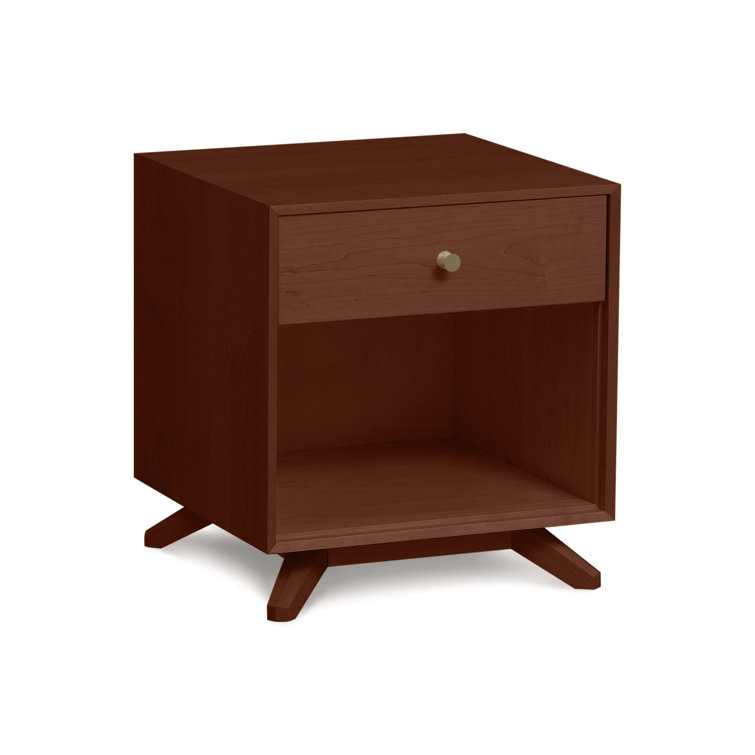 Astrid Saddle Cherry Solid Wood 1-Drawer Nightstand