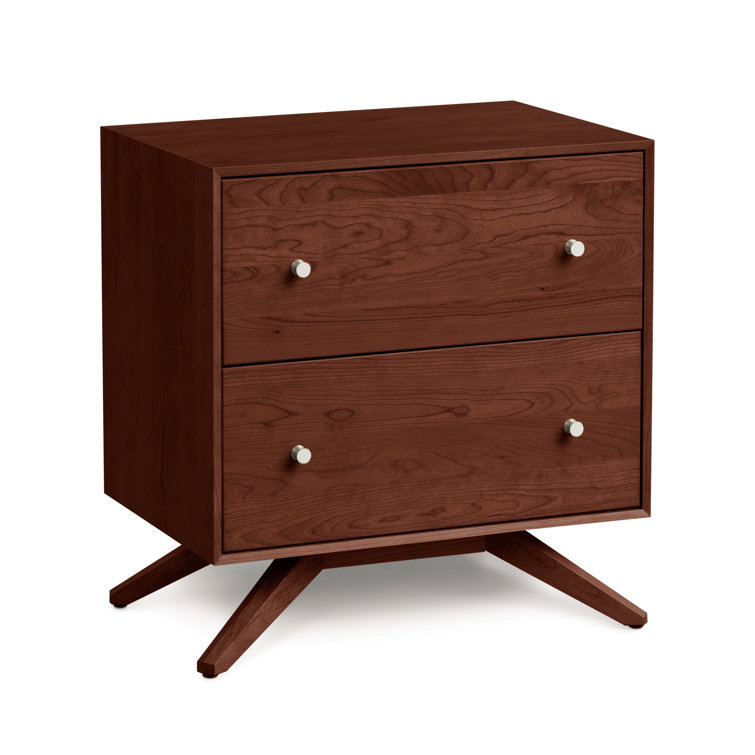 Astrid Cognac Cherry Walnut 2-Drawer Solid Wood Nightstand