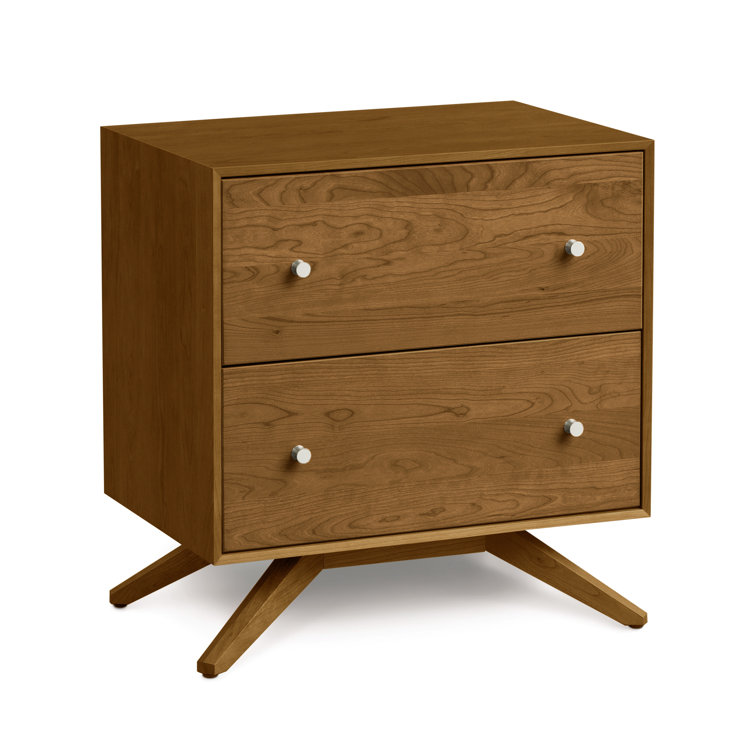 Astrid Saddle Cherry Walnut 2-Drawer Solid Wood Nightstand