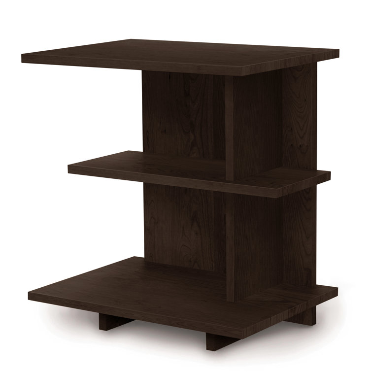 Elegant Smoke Cherry Solid Wood Nightstand with Silver Handle