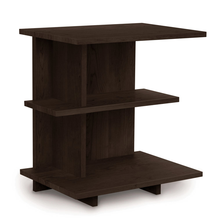 Elegant Smoke Cherry Solid Wood Nightstand with Silver Handle