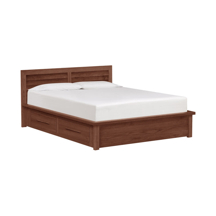 King Natural Walnut Solid Wood Storage Bed with 4 Drawers