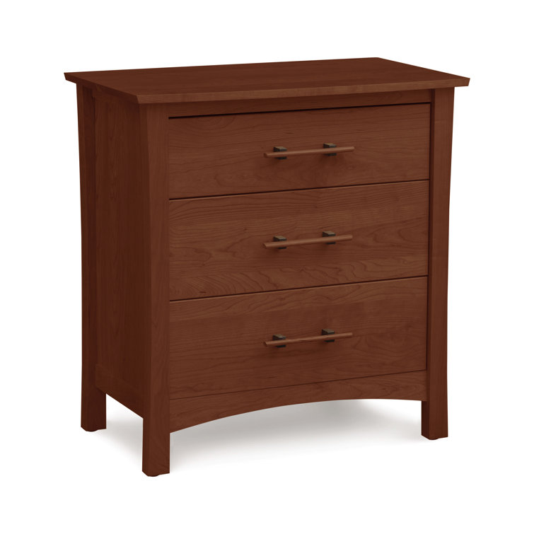 Berkeley Cognac Cherry 3-Drawer Solid Wood Dresser with Walnut Accents