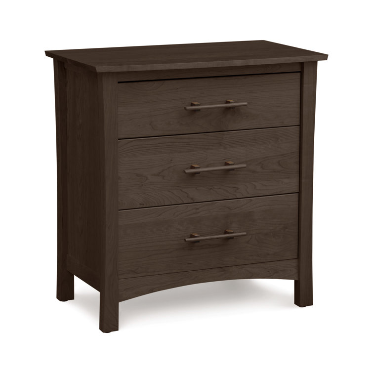 Smoke Cherry 3-Drawer Vertical Dresser with Dark Brown Handles