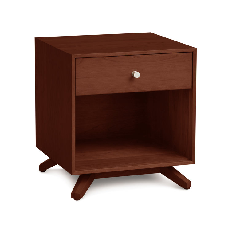 Astrid Saddle Cherry Solid Wood 1-Drawer Nightstand