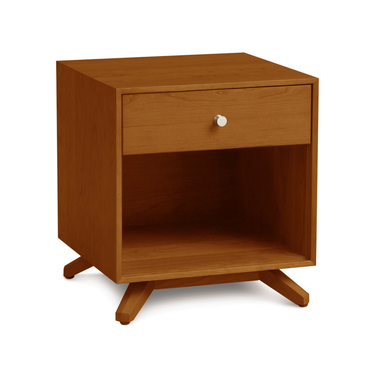 Astrid Saddle Cherry Solid Wood 1-Drawer Nightstand