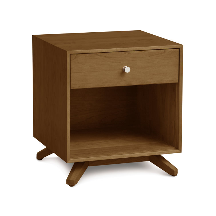 Astrid Saddle Cherry Solid Wood 1-Drawer Nightstand