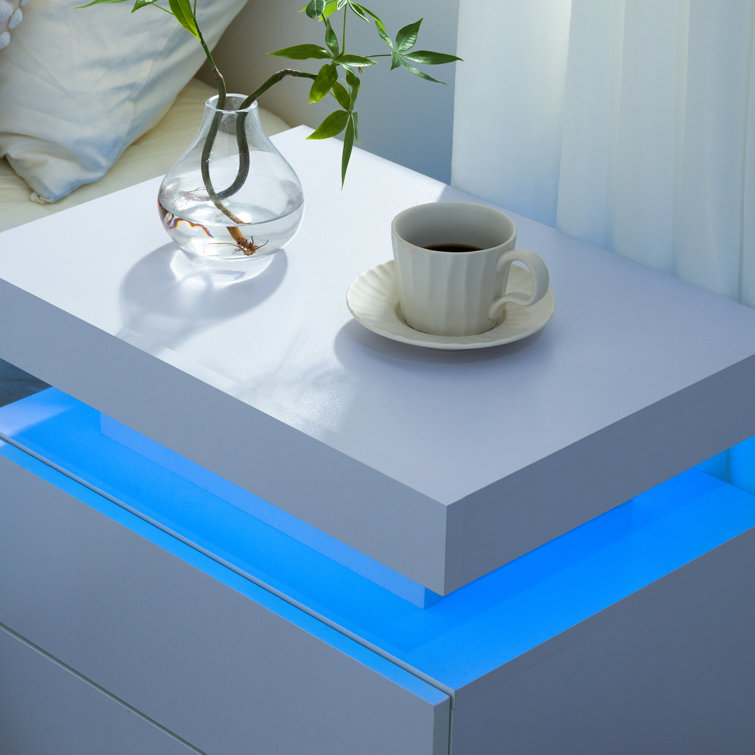LED Nightstand with Drawers (Set of 2)
