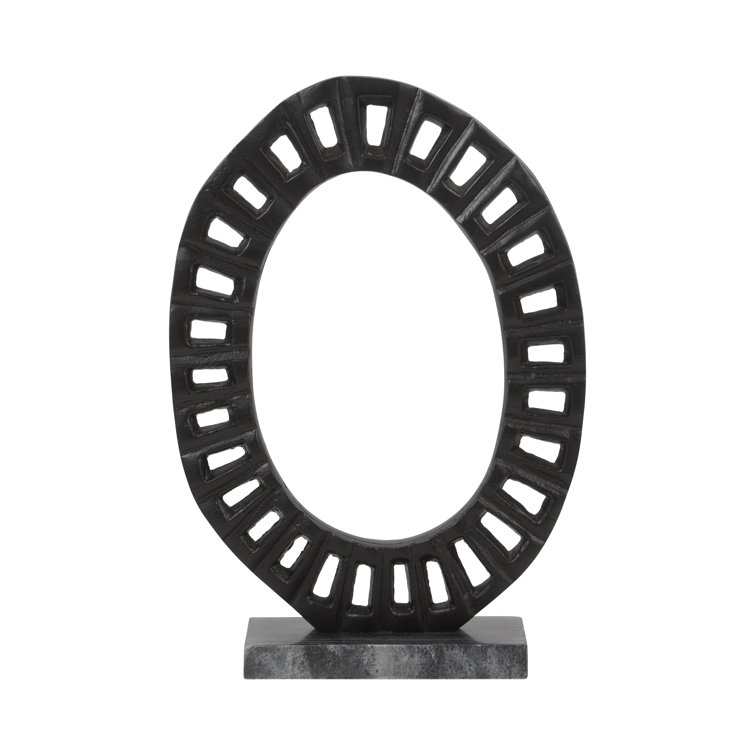 Cleveland 17" Black Aluminum and Marble Ring Sculpture