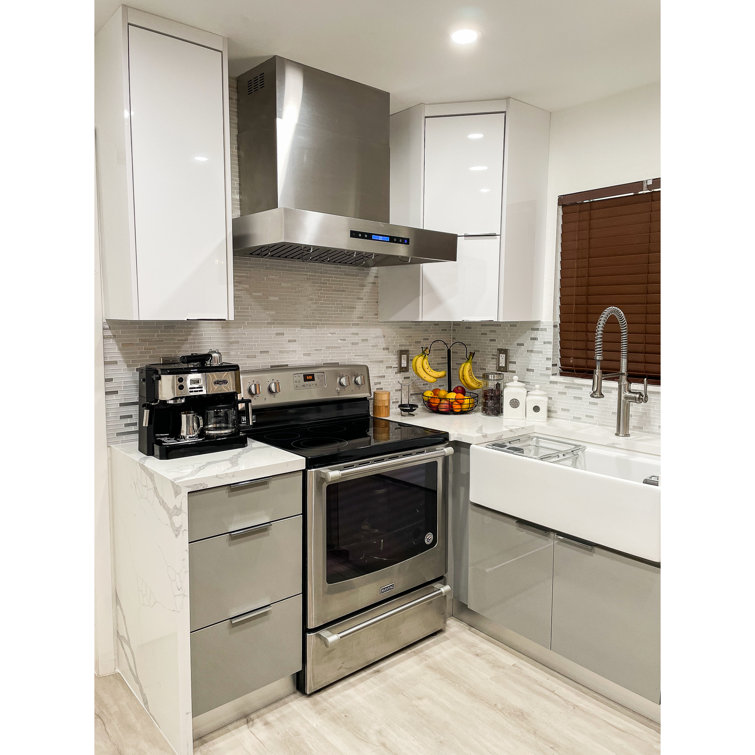36" Stainless Steel Wall Mounted Range Hood with Electronic Controls