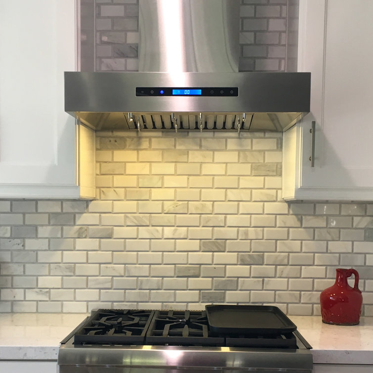 36" Stainless Steel Wall Mounted Range Hood with Electronic Controls