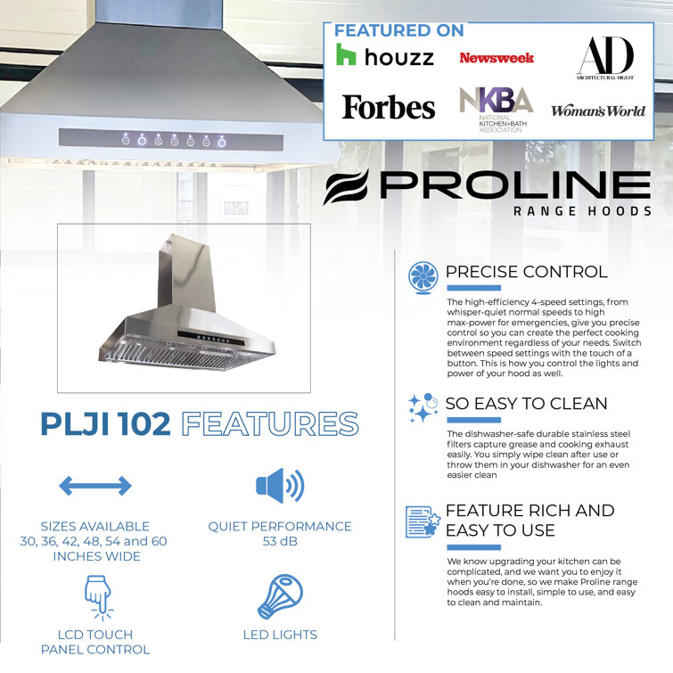 36" Stainless Steel Under Cabinet Range Hood with EZ Touch Controls