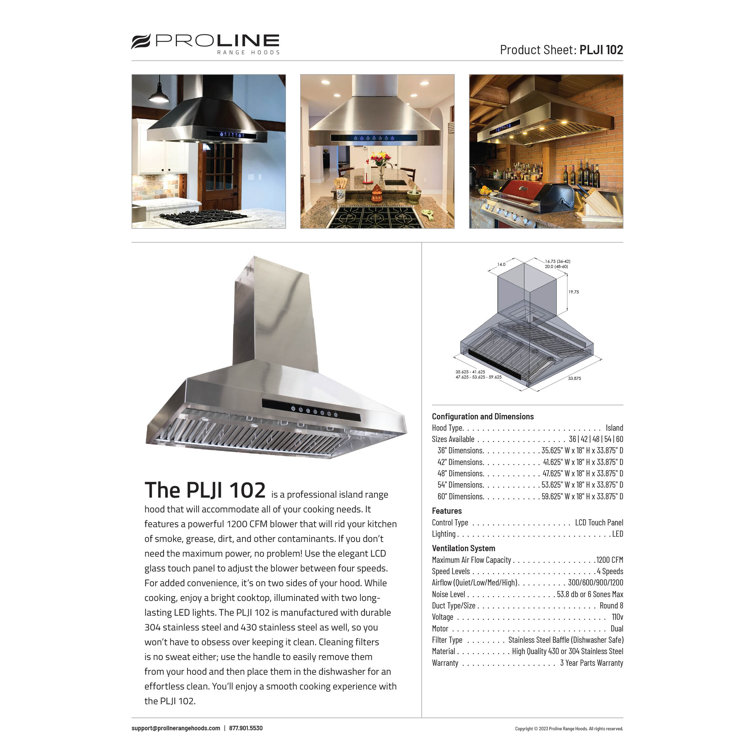 36" Stainless Steel Under Cabinet Range Hood with EZ Touch Controls
