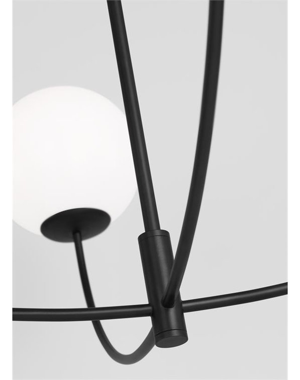 Midnight Black and Milk Glass 4-Light Chandelier