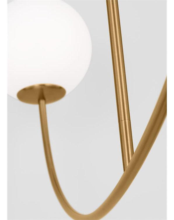 Burnished Brass Linear Chandelier with Milk Glass Shades