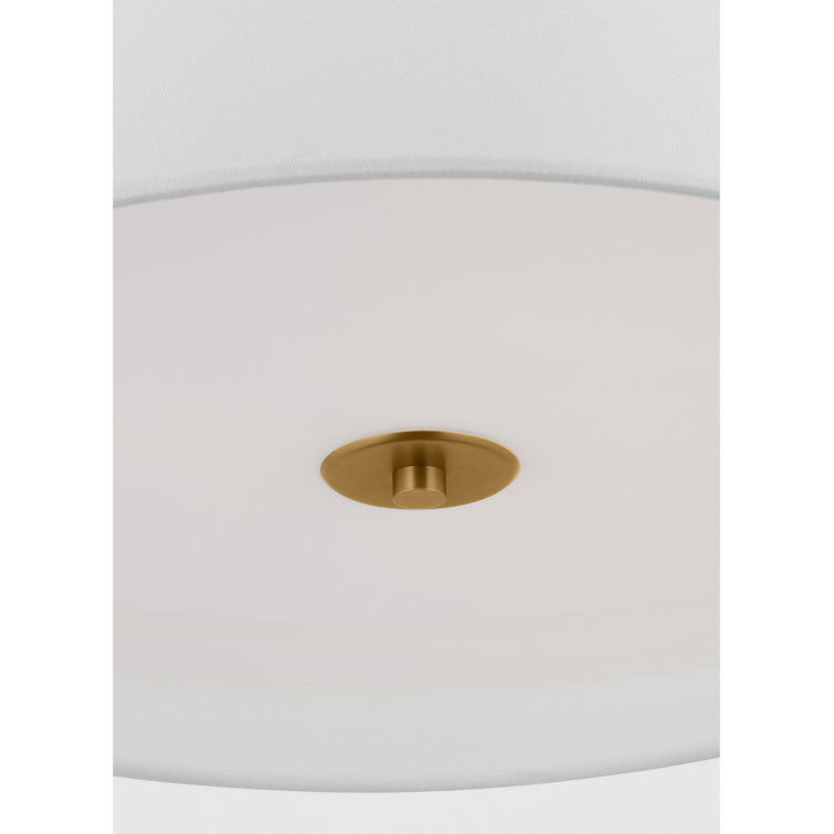 Rattan and White Linen 3-Light Pendant with Glass Diffuser