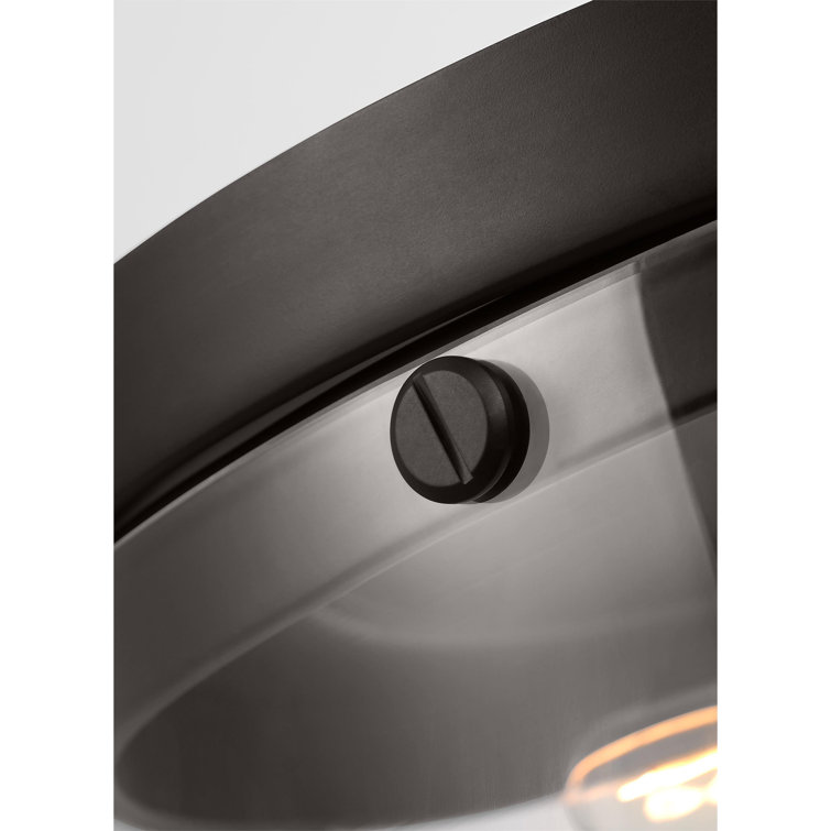 Aged Iron and Clear Glass Drum Flush Mount Light