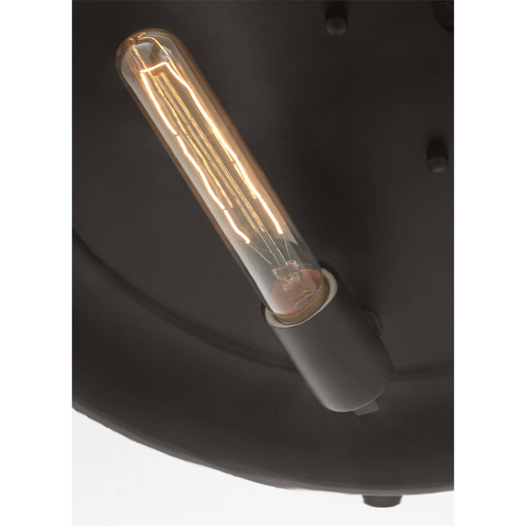 Aged Iron and Clear Glass Drum Flush Mount Light
