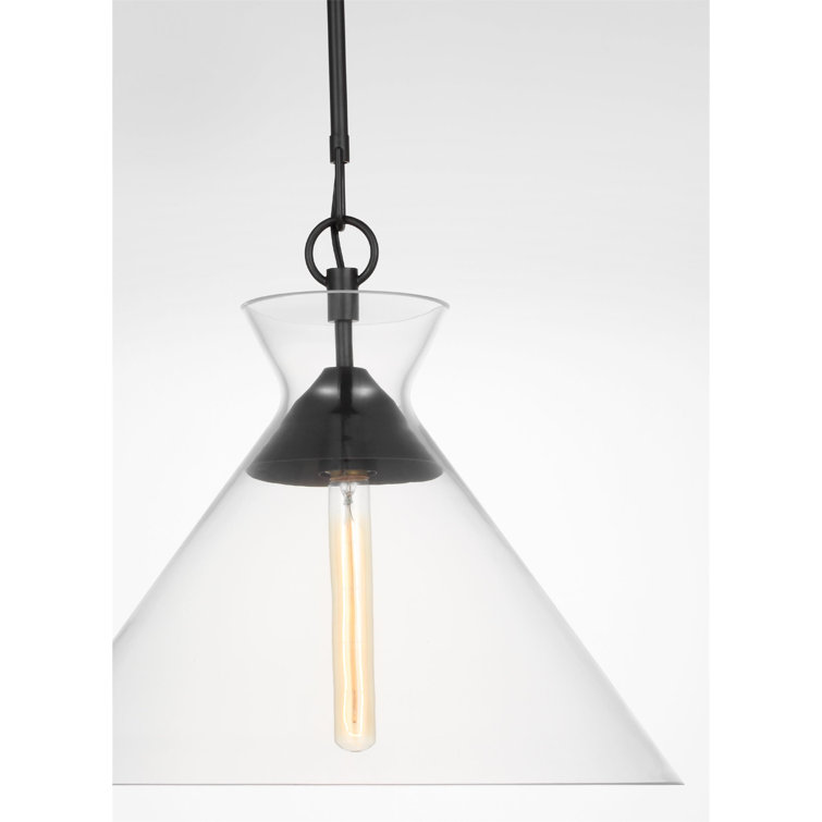 Clear Glass and Black Cone Pendant Light