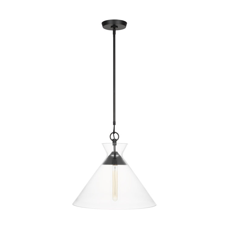 Clear Glass and Black Cone Pendant Light