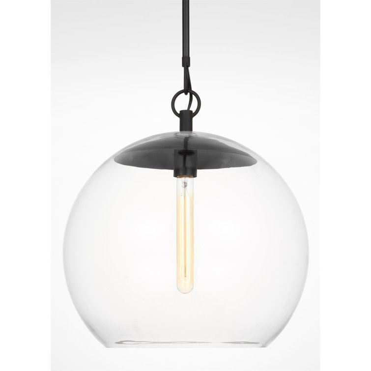 Aged Iron Globe Pendant with Clear Glass Shade