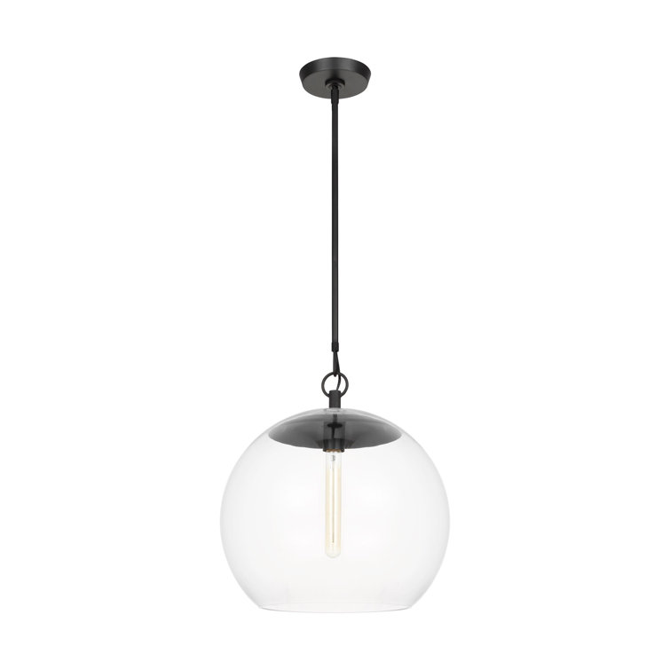 Aged Iron Globe Pendant with Clear Glass Shade