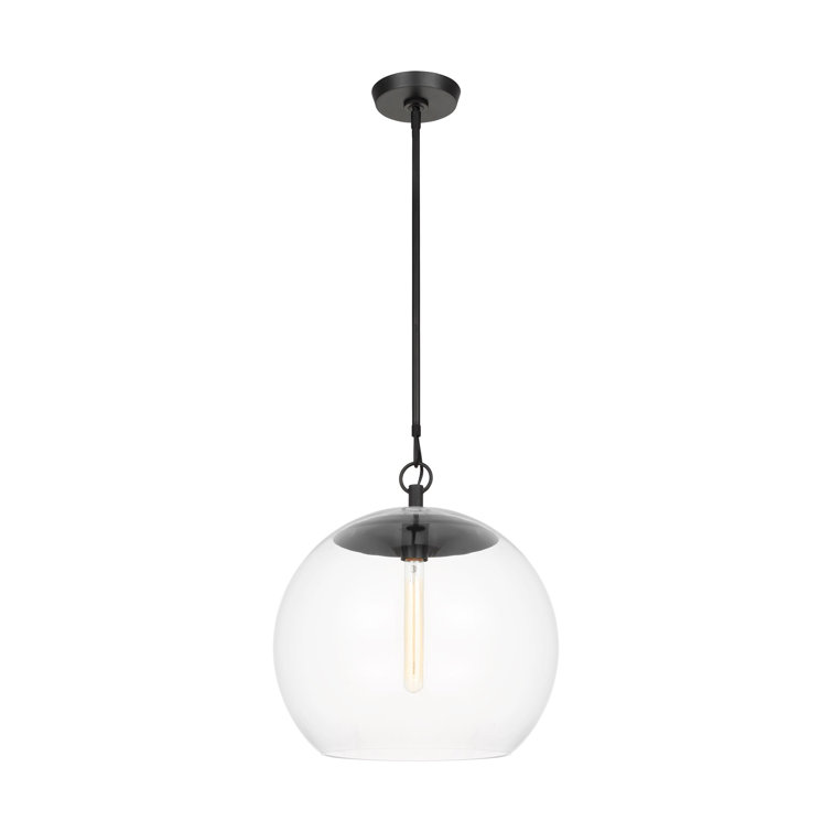 Aged Iron Globe Pendant with Clear Glass Shade