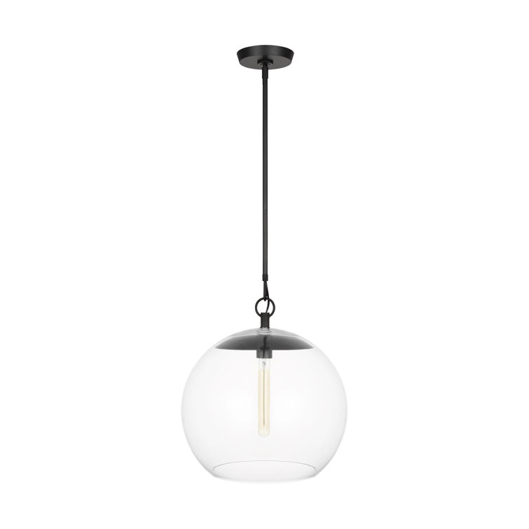 Aged Iron Globe Pendant with Clear Glass Shade