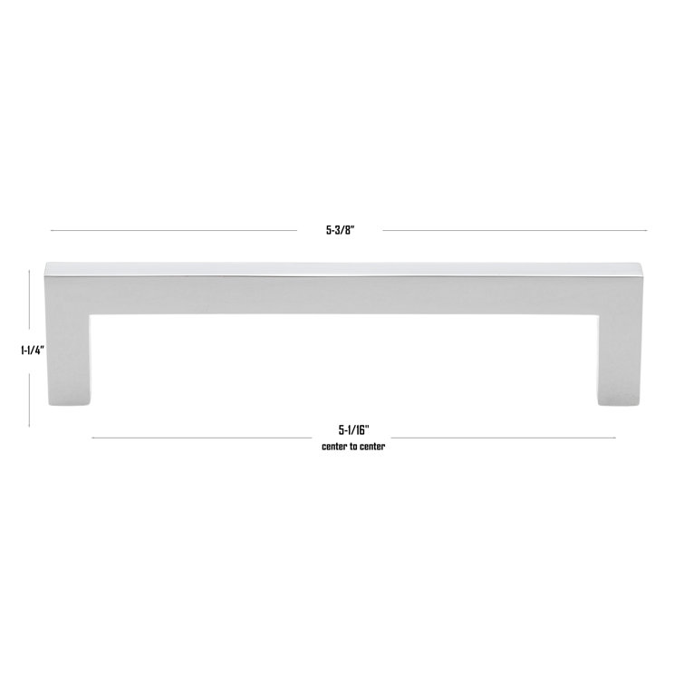 Polished Chrome 5-Inch Modern Square Bar Pull
