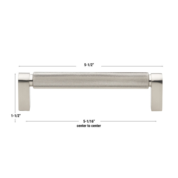 Satin Nickel Knurled Cabinet Bar Pull with Mounting Hardware
