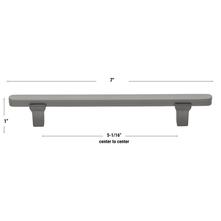 Graphite Matte Modern Flat Bar Cabinet Pull with Mounting Hardware