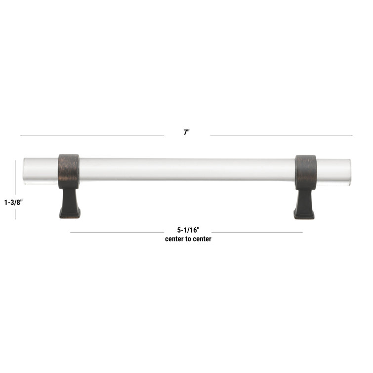 5-Inch Clear Acrylic Bar Pull with Oil Rubbed Bronze Mounts