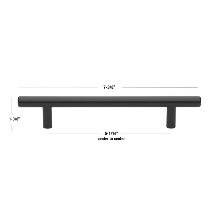 Matte Black Steel Modern Cabinet Bar Pull with Mounting Hardware