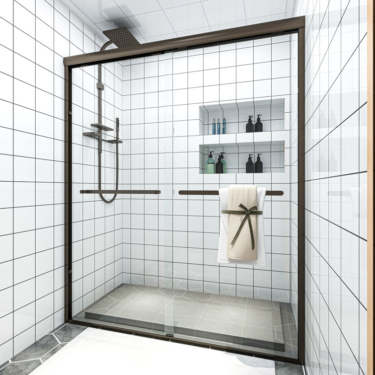 60" W x 72" H Oil Rubbed Bronze Double Sliding Shower Door