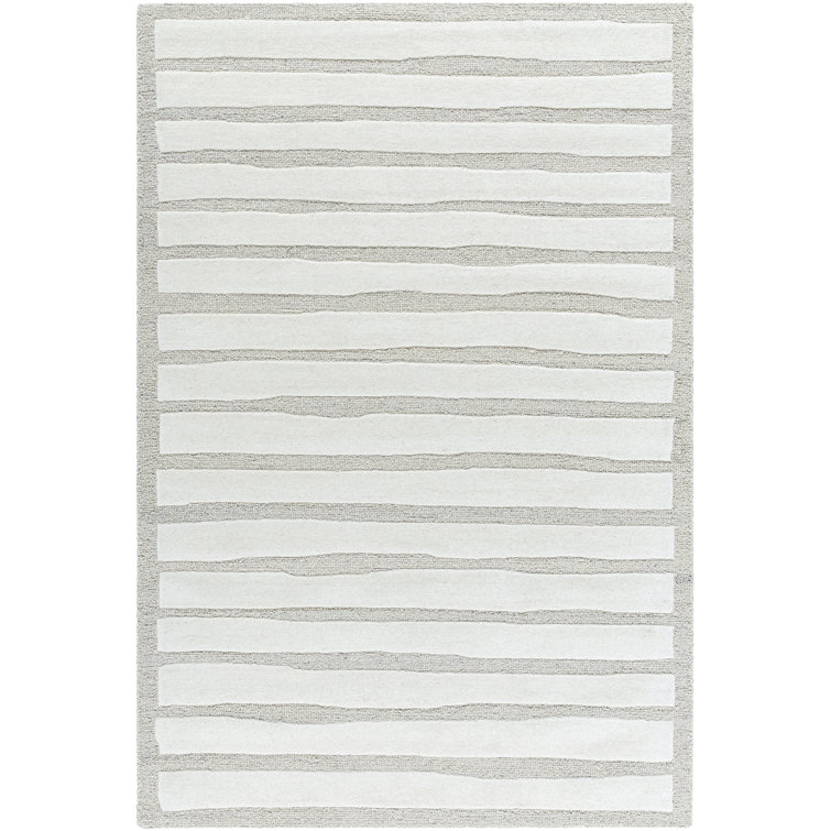 Triton Hand Tufted Wool Gray Striped 8' x 10' Rug