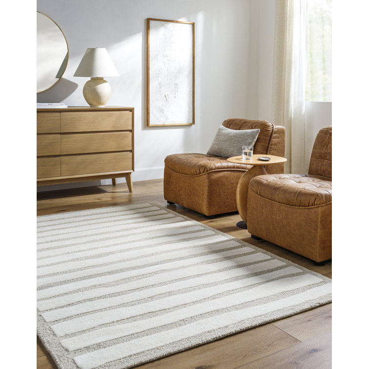 Triton Hand Tufted Wool Gray Striped 8' x 10' Rug