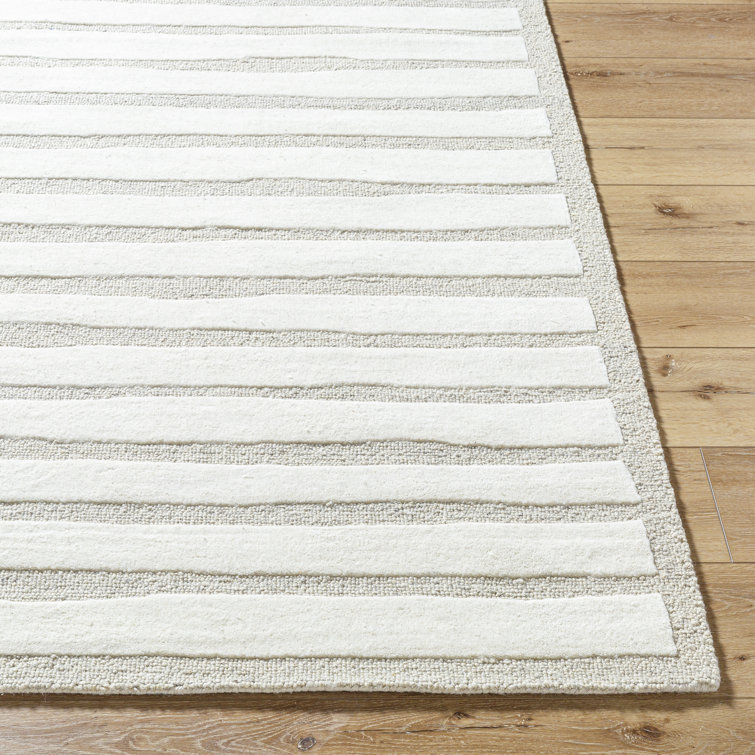 Triton Hand Tufted Wool Gray Striped 8' x 10' Rug