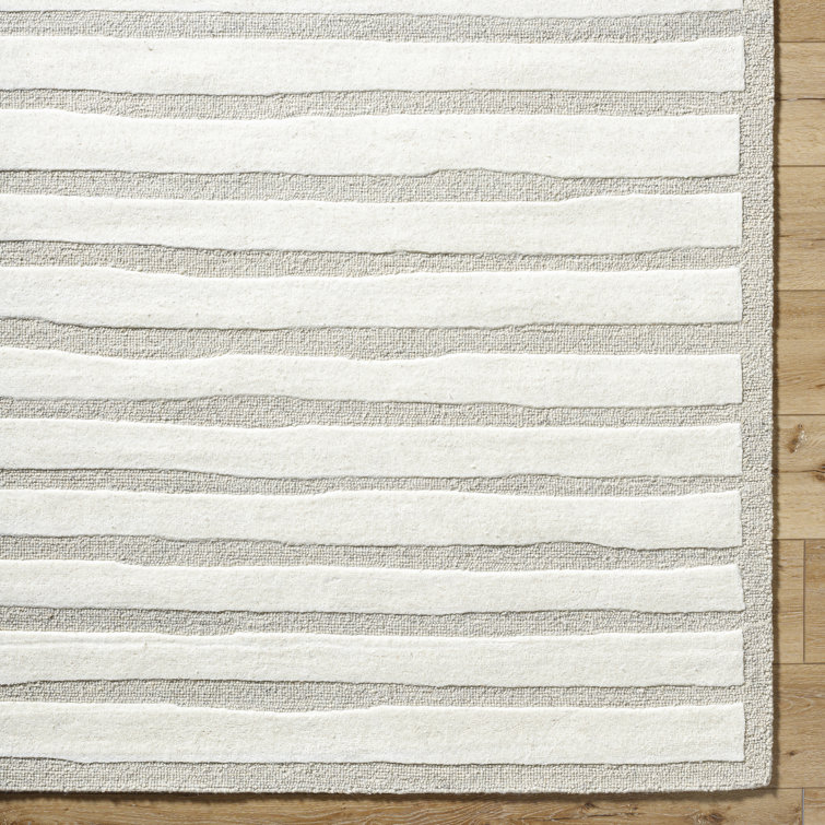 Triton Hand Tufted Wool Gray Striped 8' x 10' Rug