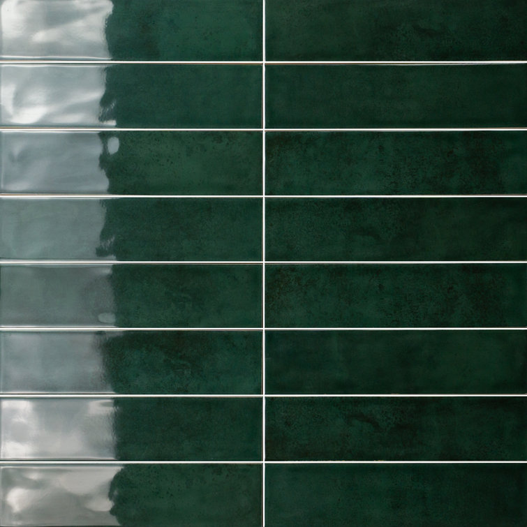 Emerald Green Glossy Ceramic Subway Wall Tiles, 3" x 12"
