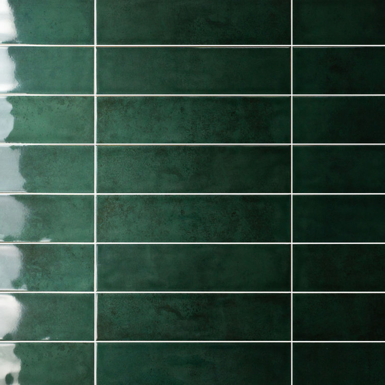 Emerald Green Glossy Ceramic Subway Wall Tiles, 3" x 12"
