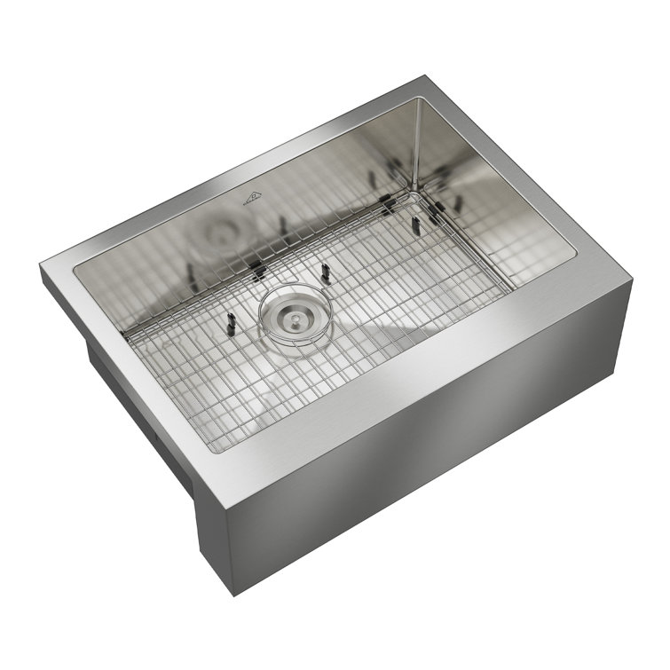 30" Brushed Stainless Steel Farmhouse Kitchen Sink with Single Bowl