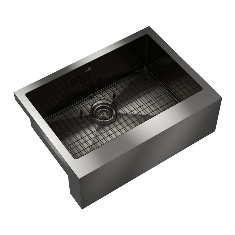 30" Black Stainless Steel Single Bowl Farmhouse Kitchen Sink