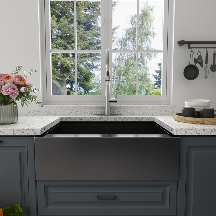 30" Black Stainless Steel Single Bowl Farmhouse Kitchen Sink