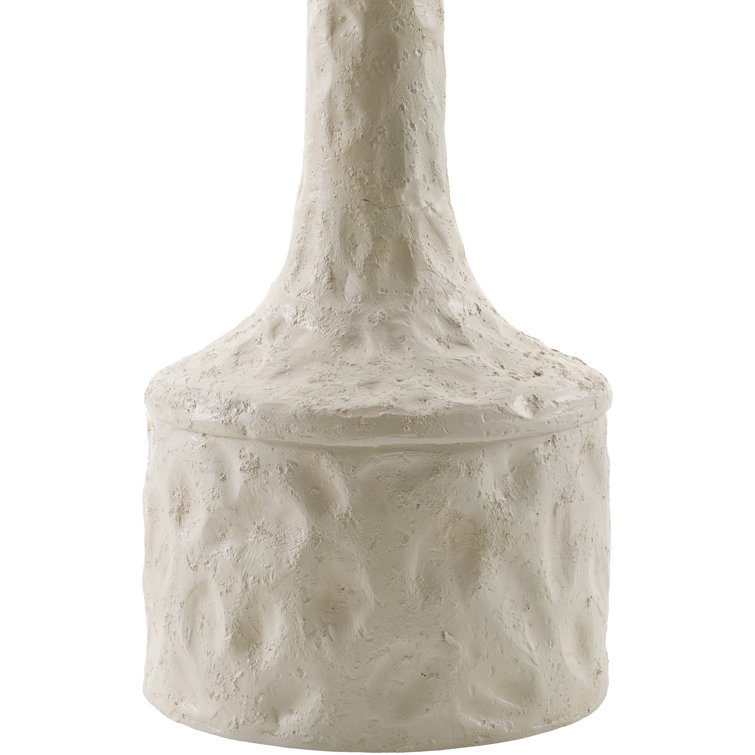 White Resin Table Lamp with Tan Seagrass Shade