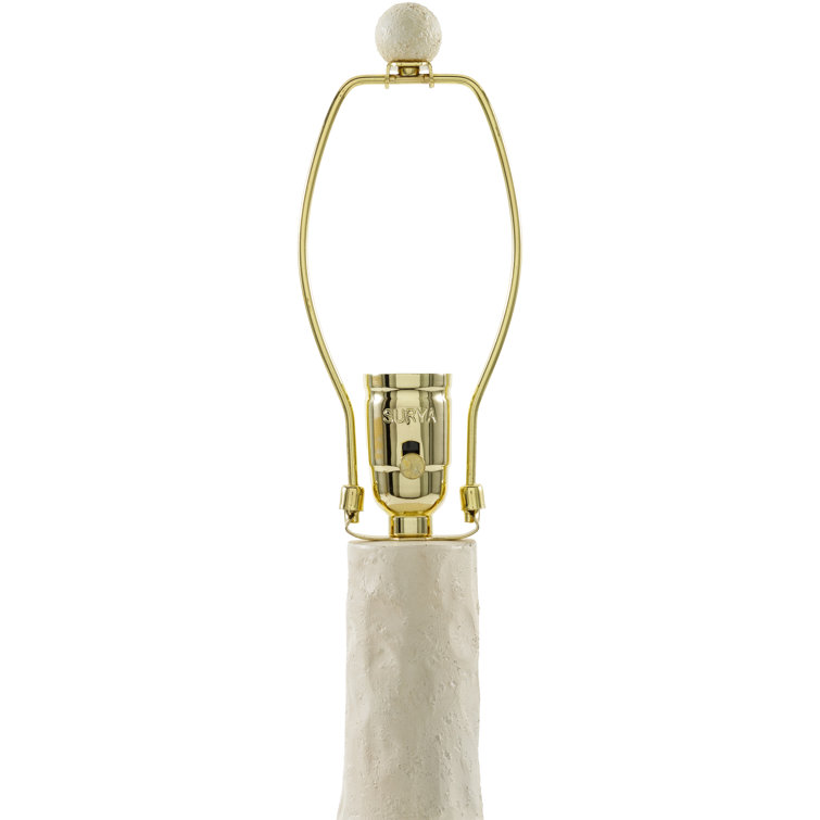 White Resin Table Lamp with Tan Seagrass Shade