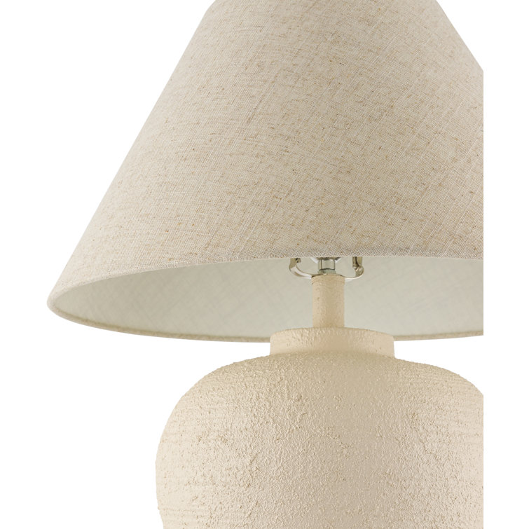 Cream Resin Table Lamp with Linen Shade