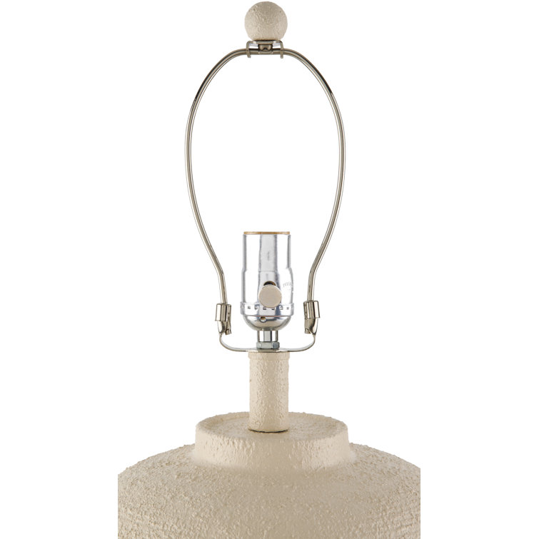 Cream Resin Table Lamp with Linen Shade